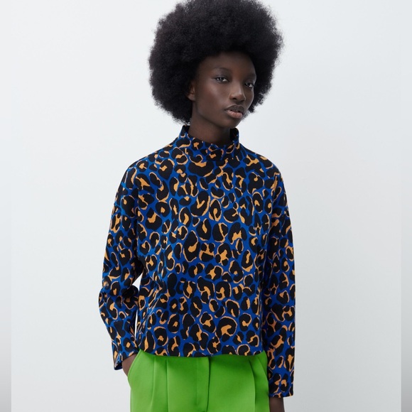 Zara Jacquard Patterned Sweater Cheetah Print Turtleneck - Picture 3 of 15